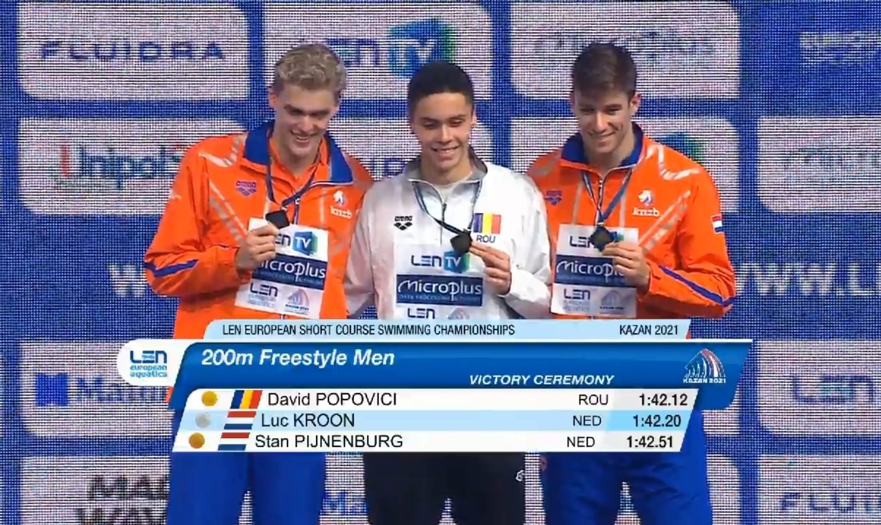 Zâmbetul unui campion. Cum a fost surprins David Popovici după ce a câștigat medalia de aur în proba de 200 m liber