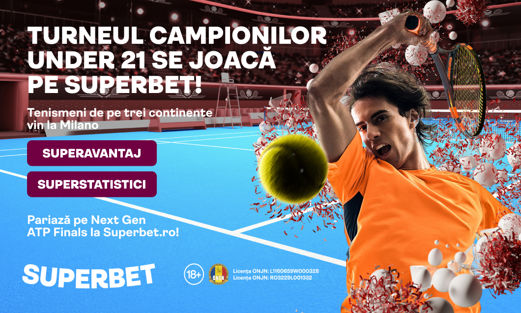 (P) Se caută cel mai bun "Next Gen" din tenis! Vezi oferta Superbet pentru Turneul Campionilor U21, competiția cu format revoluționar