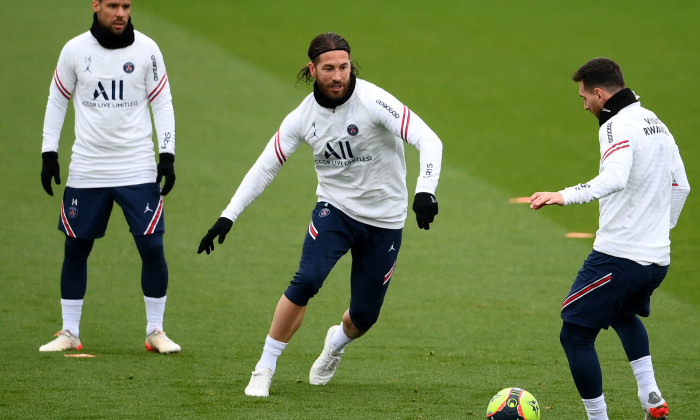 Sergio Ramos și Lionel Messi, la un antrenament al PSG-ului / Foto: Profimedia