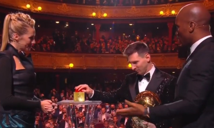 Lionel Messi, la gala Balonului de Aur / Foto: Captură Twitter@francefootball