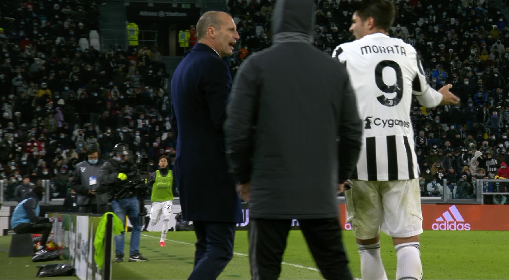 Scandal pe teren, la meciul lui Juventus, între Allegri și Morata. ”Mai bine taci! / Ce am făcut?”