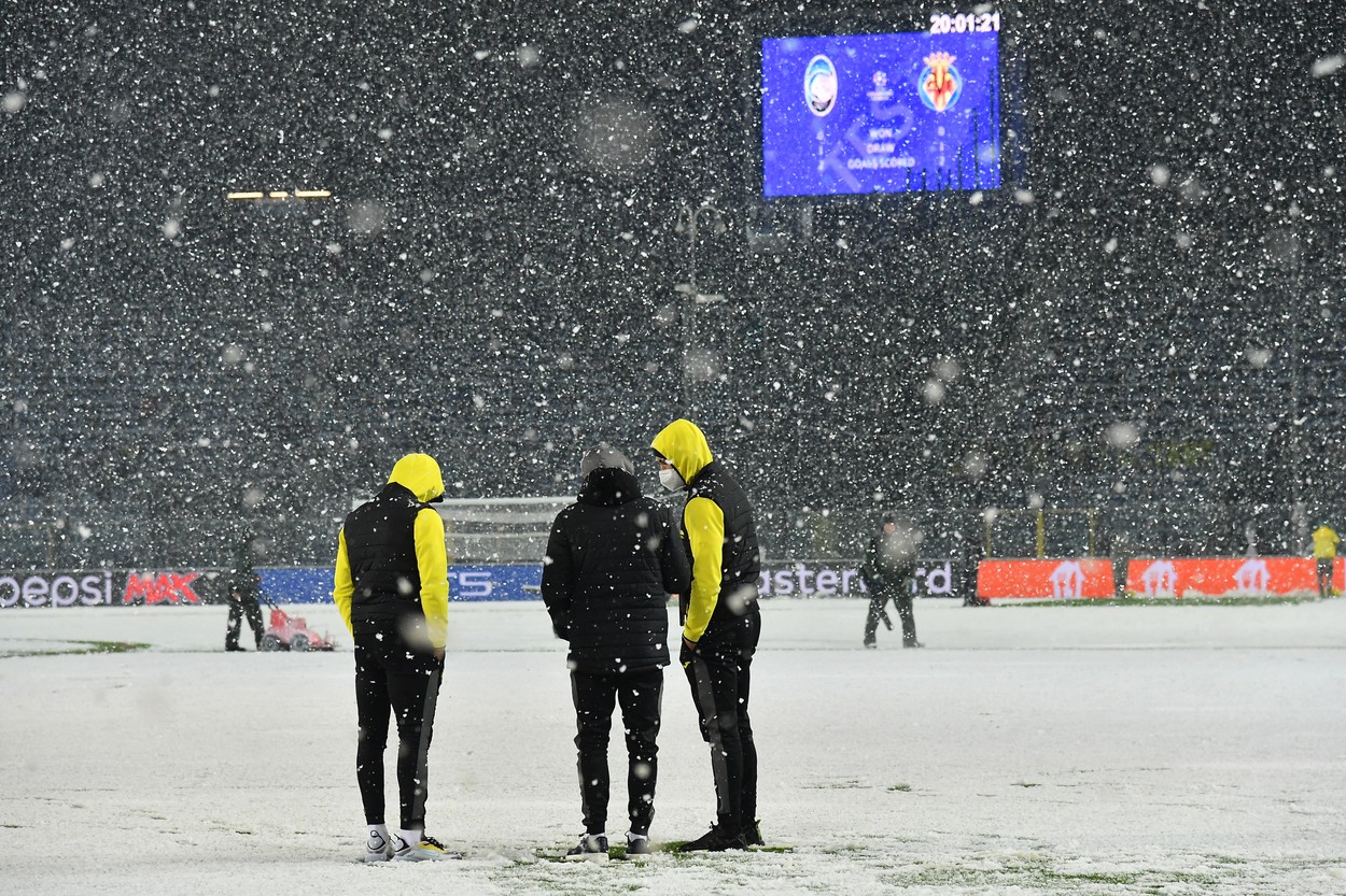 Atalanta - Villarreal, amânat din cauza zăpezii! Imagini spectaculoase din Italia