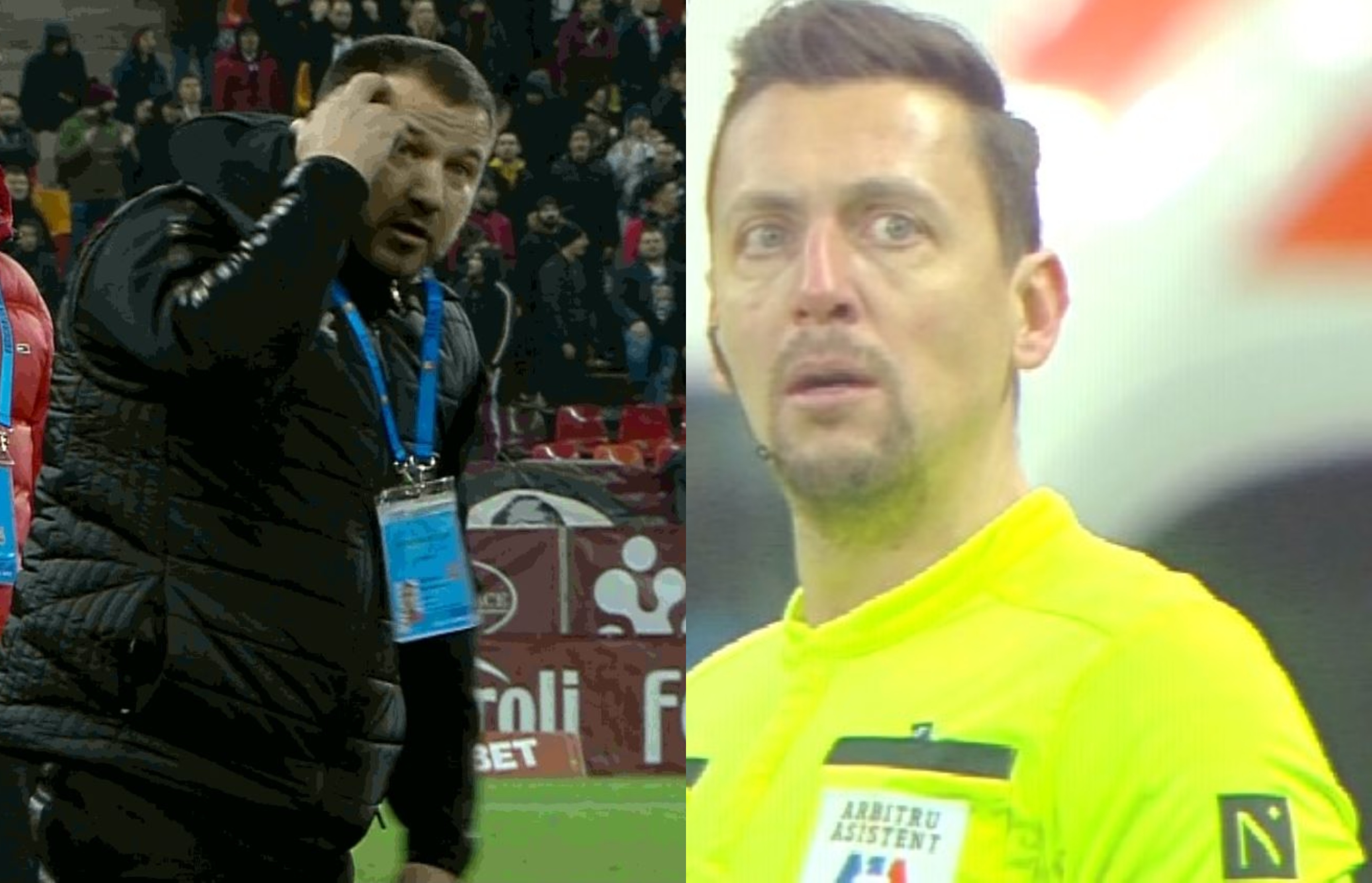 Marius Croitoru, contre cu arbitrul asistent în timpul meciului Rapid - FC Botoșani. Daniel Mitruți a înjurat