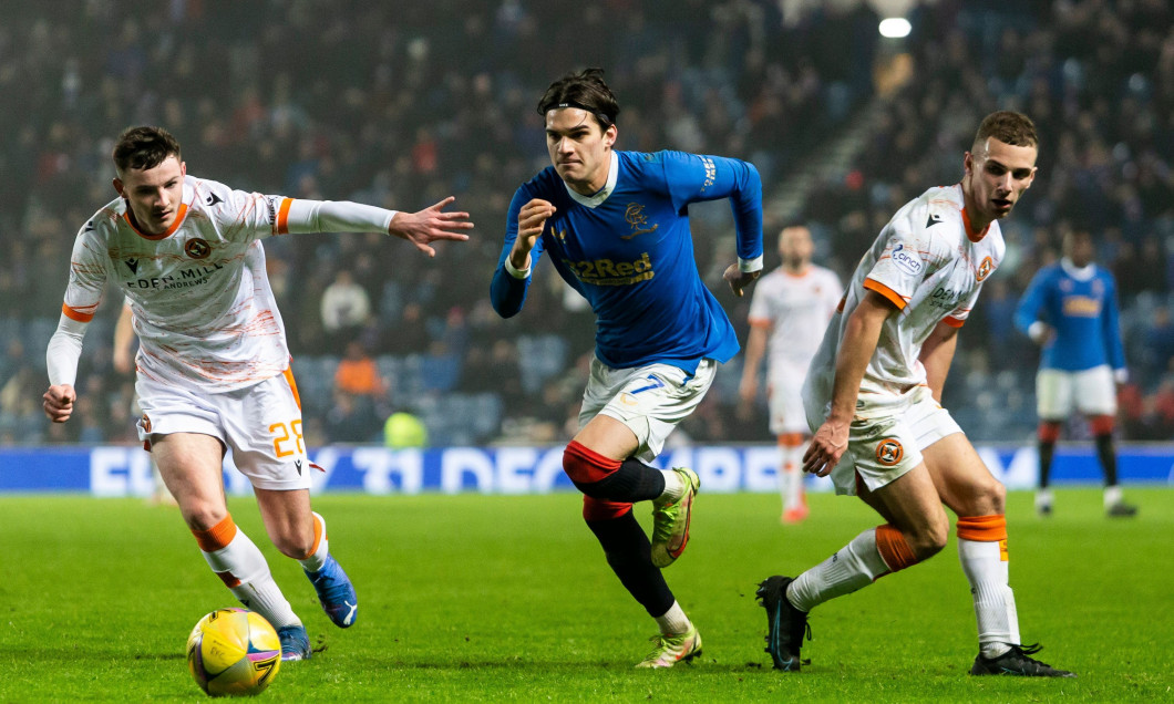 Ianis Hagi, în meciul Rangers - Dundee United / Foto: Profimedia