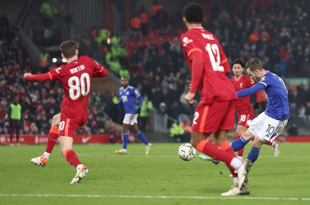 Liverpool, îngenuncheată de racheta lui Maddison! Gol superb pe Anfield