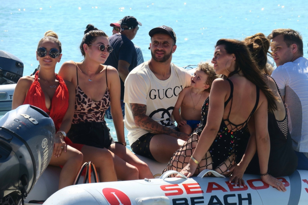 Footballer Kyle Walker in Formentera with friends and his girlfriend Annie Kilner