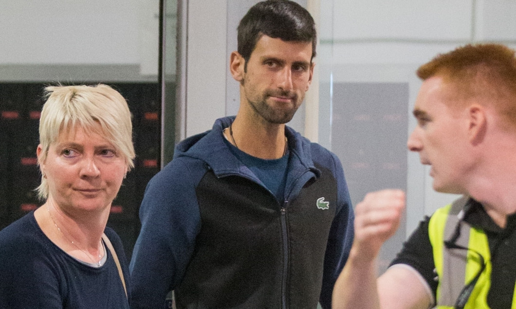 *EXCLUSIVE* Novak Djokovic, Tomas Berdych and Novak Djokovic, Tomas Berdych and Ester Satorova arrive into Melbourne airport