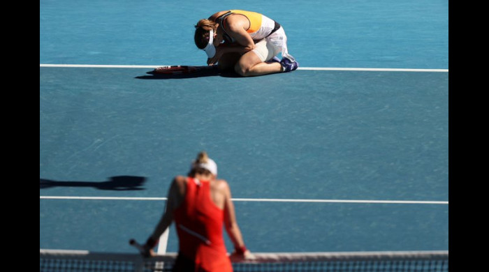 Alize Cornet a învins-o pe Simona Halep şi s-a calificat pentru prima dată în "sferturi" la un Grand Slam / Foto: Twitter @AustralianOpen
