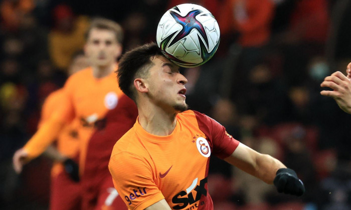 Istanbul, Turkey. 20th Jan, 2022. ISTANBUL, TURKEY - JANUARY 20: Olimpiu Morutan of Galatasaray, Ahmet Emin Engin of Kasimpasa during the Turkish Super Lig match between Galatasaray and Kasimpasa at Nef Stadium on January 20, 2022 in Istanbul, Turkey (Pho