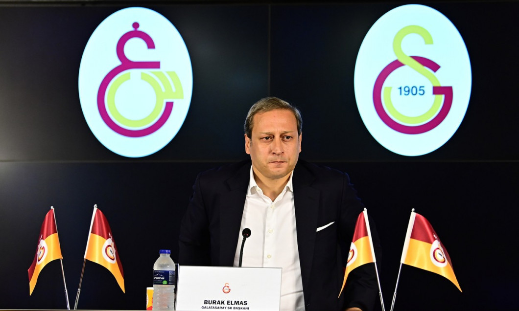 Galatasaray President Burak Elmas at the press conference for the media in Istanbul , Turkey on July 19 , 2021.