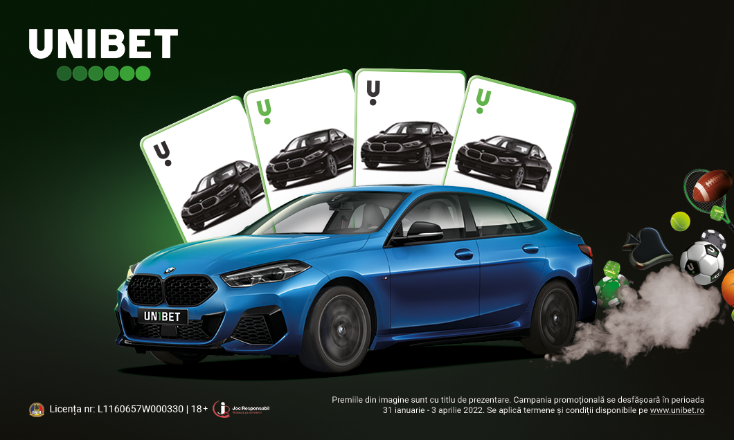 (P) De la Unibet, pentru jucători: 5 automobile BMW plus alte sute de premii în februarie - martie