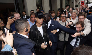 *EXCLUSIVE* Real Madrid Footballer Cristiano Ronaldo leaving the Mayfair Hotel