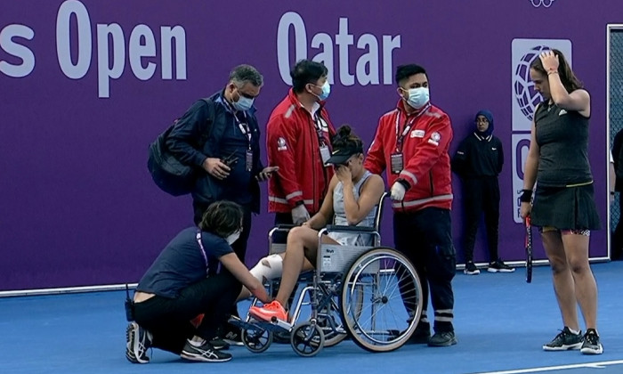 Jaqueline Cristian s-a accidentat în partida de la Doha cu Daria Kasatkina / Foto: Captură Digi Sport