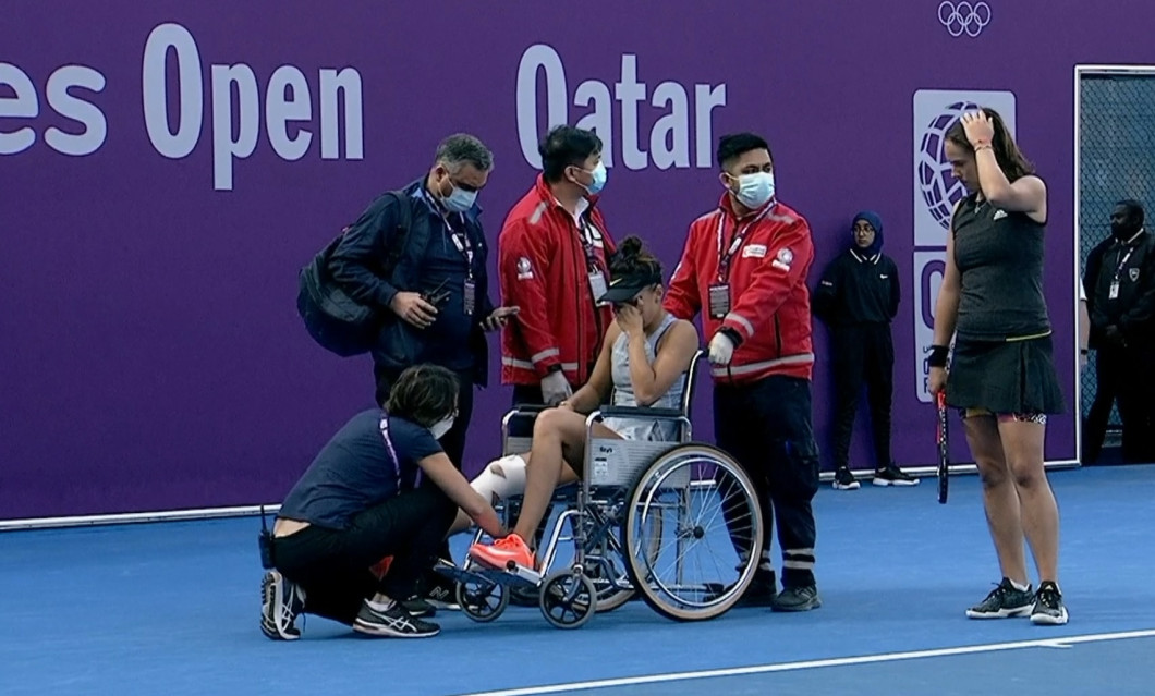 Jaqueline Cristian s-a accidentat în partida de la Doha cu Daria Kasatkina / Foto: Captură Digi Sport