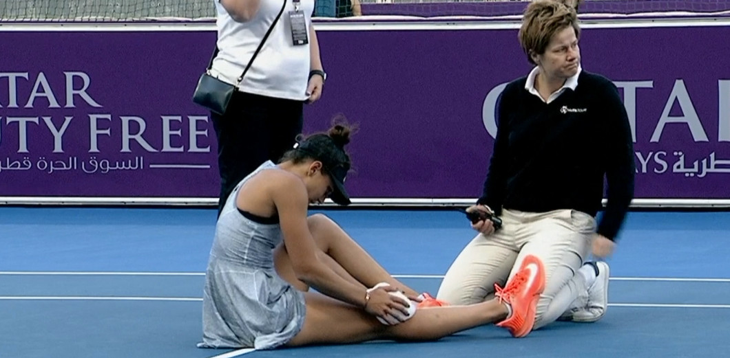 Jaqueline Cristian s-a accidentat în partida de la Doha cu Daria Kasatkina / Foto: Captură Digi Sport
