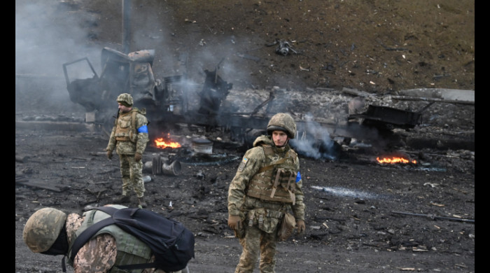 Bloc din Kiev atacat, pe 26 februarie / Foto: Profimedia