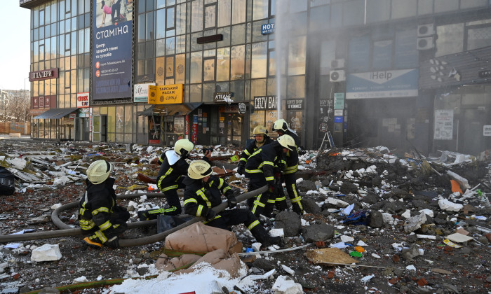 Bloc din Kiev atacat, pe 26 februarie / Foto: Profimedia