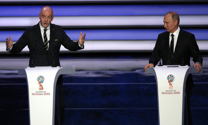 Gianni Infantino and Vladimir Putin file photo