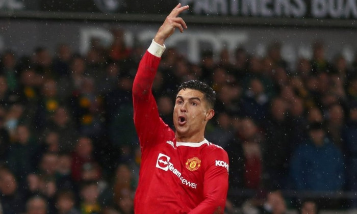 Cristiano Ronaldo of Manchester United celebrates after scoring a goal to make it 1-0 - Norwich City v Manchester United, Premier League, Carrow Road, Norwich, UK - 11th December 2021Editorial Use Only - DataCo restrictions apply