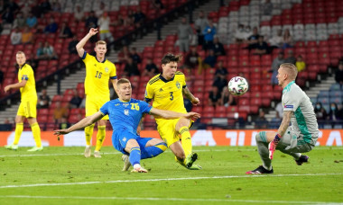 Ukraine's Artem Dovbyk has a shot on goal during the UEFA Euro 2020 round of 16 match at Hampden Park, Glasgow. Picture date: Tuesday June 29, 2021.
