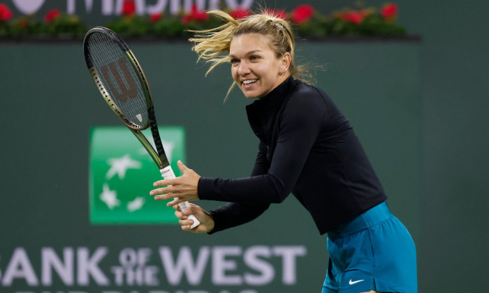 Indian Wells, California. US, March 08, 2022 Simona Halep of Romania in action during the Eisenhower Cup of the 2022 BNP Paribas Open at Indian Wells Tennis Garden in Indian Wells, California. Mandatory Photo Credit : Charles Baus/CSM.