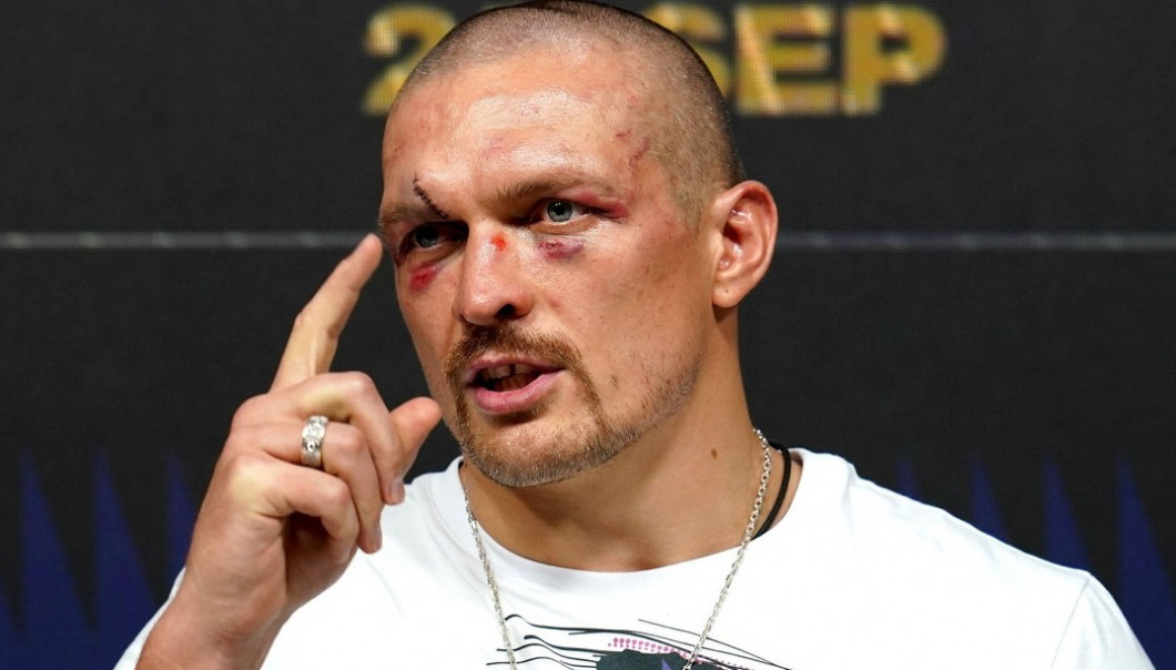 Oleksandr Usyk during a press conference after winning the WBA, WBO, IBF and IBO World Heavyweight titles match against Anthony Joshua at the Tottenham Hotspur Stadium. Picture date: Saturday September 25, 2021.