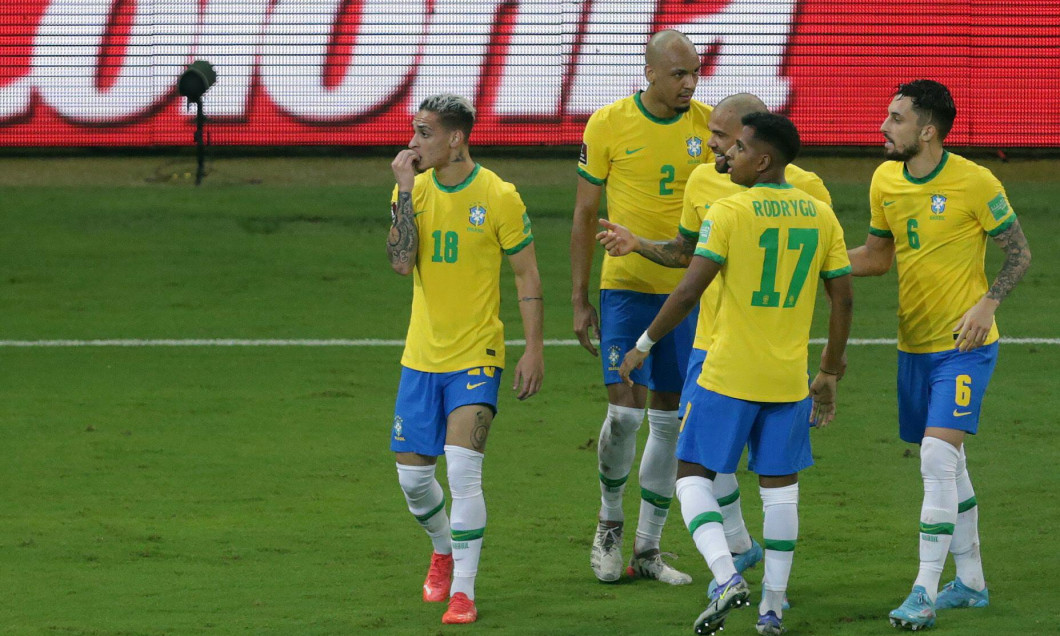 1st February 2022; Mineirao Stadium, Belo Horizonte, Minas Gerais, Brasil; Qatar World Cup football finals 2022 qualifiers; Brazil versus Paraguay; Antony of Brazil celebrates his goal in the 86th minute 3-0