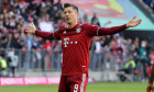 Muenchen Munich , Germany 9.4.2022 Robert Lewandowski of Bayern Muenchen celebrates as he scores the goal FC Bayern Muenchen Football Fussball Bundesliga Saison 2021 / 2022 at the Allianz Arena © diebilderwelt / Alamy Live News