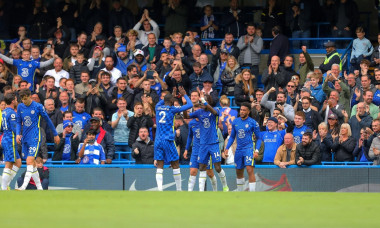 Stamford Bridge, Chelsea, London, UK. 23rd Oct, 2021. Premier League football Chelsea FC versus Norwich City: Trevoh Chalobah and Antonio Rudiger of Chelsea celebrates Reece James of Chelsea scoring the Chelsea third goal for 3-0 in minute 42 Credit: Acti