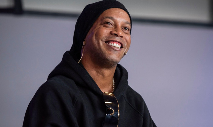 Casa Seat, Barcelona, Spain. 5th Apr, 2022. Former Brazilian soccer player Ronaldinho presents Metasoccer together with its founders Patxi Barrios, Marc Cercs and Alex Fiestas; ronaldinho during the press conference. Credit: Action Plus Sports/Alamy Live