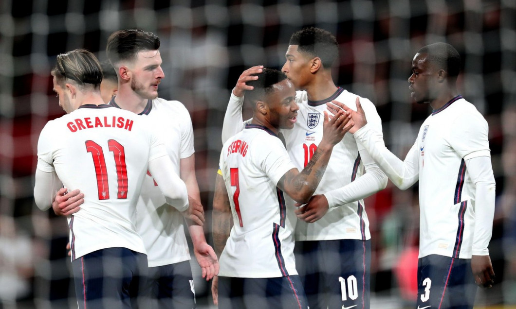 JACK GREALISH, DECLAN RICE, RAHEEM STERLING, JUDE BELLINGHAM &amp; TYRICK MITCHELL ENGLAND V IVORY COAST ENGLAND V IVORY COAST WEMBLEY STADIUM, LONDON, ENGLAND 29 March 2022 GBF1175 WARNING! This Photograph May Only Be Used For Newspaper And/Or Maga
