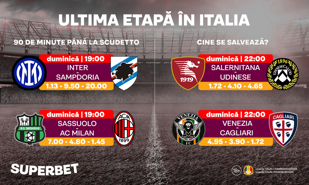 (P) AC Milan poate câştiga primul Scudetto după 11 ani. Toate cotele şi calculele pentru ultima etapă din Serie A