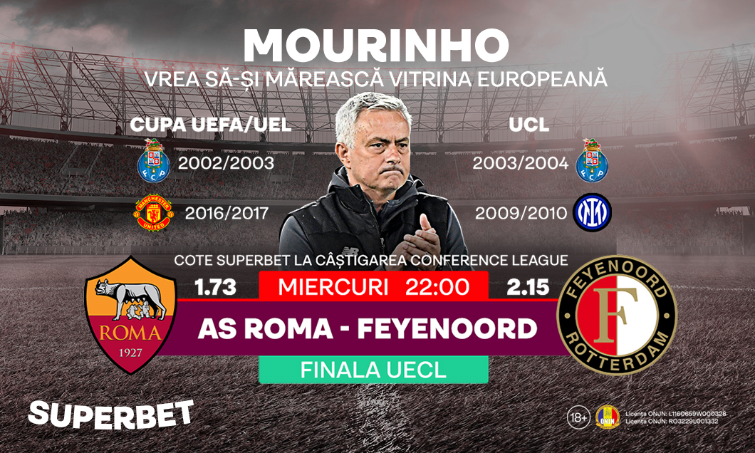 (P) Roma – Feyenoord: Mourinho n-a pierdut nicio finală continentală