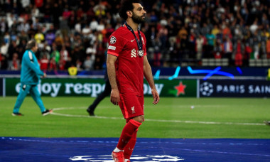 28th May 2022; Stade de France stadium, Saint-Denis, Paris, France. Champions League football final between Liverpool FC and Real Madrid; Mohamed Salah of Liverpool walks away after accepting his runners up medal