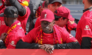 Sadio Mane #10 of Liverpool looking dejected before the open top bus parade through Liverpool