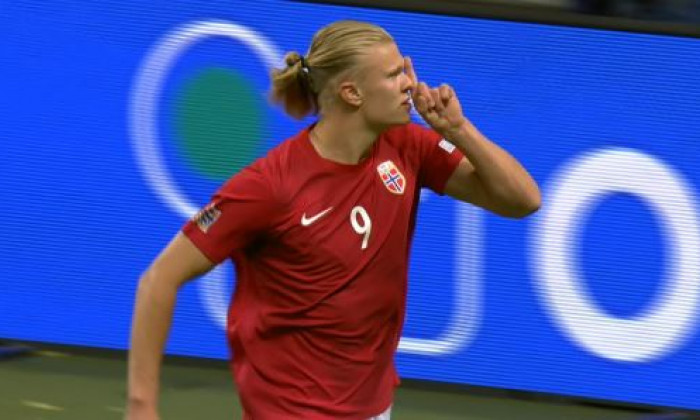 Erling Haaland, după golul marcat cu Suedia / Foto: Captură Digi Sport