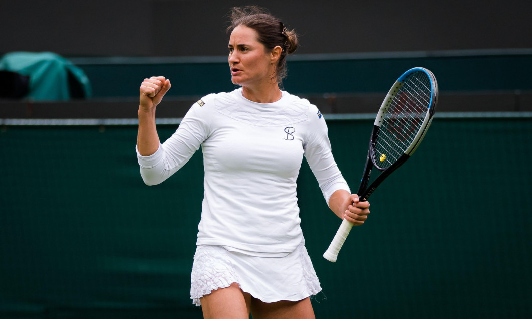 Monica Niculescu of Romania in action against Aryna Sabalenka of Belarus during the first round of The Championships Wimbledon 2021, Grand Slam tennis tournament on June 28, 2021 at All England Lawn Tennis and Croquet Club in London, England - Photo Rob P