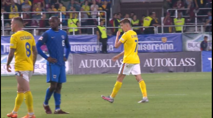 Octavian Popescu, România - Finlanda 1-0 / Foto: captură Digi Sport