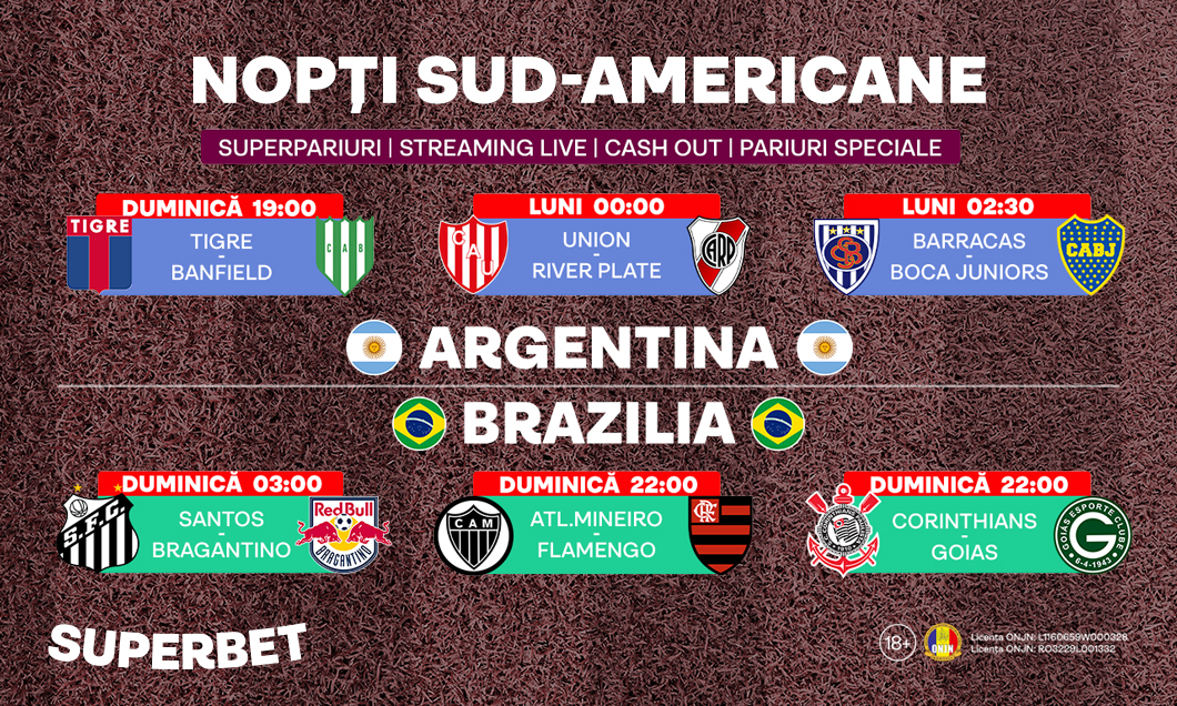 (P) Trăieşte spectacolul nopţilor sud-americane! Vezi SuperOferta pentru meciurile de top din Brazilia şi Argentina