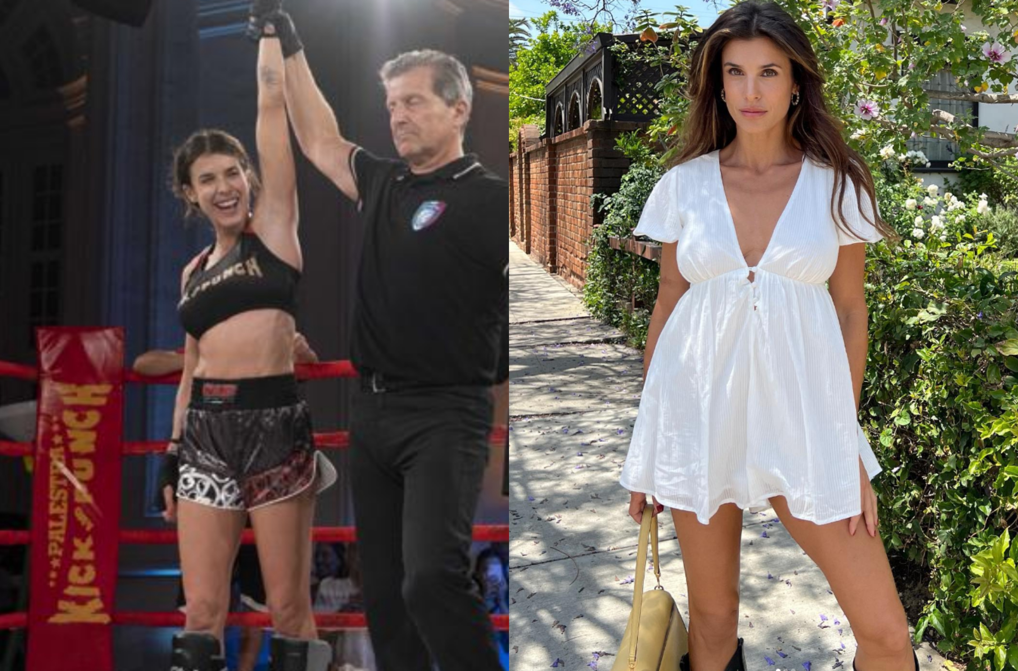 Elisabetta Canalis a câștigat primul său meci oficial de kickbox, în fața unei adversare cu 22 de ani mai tânără