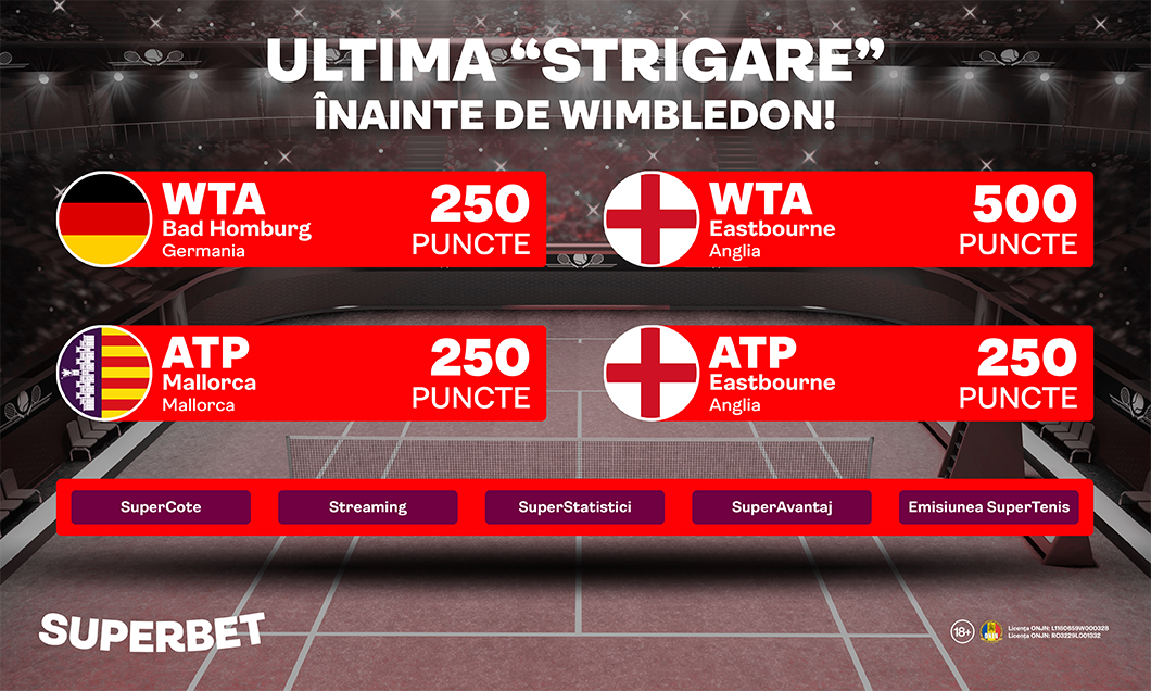 (P) Ultima strigare înainte de Wimbledon. Cum arată SuperSăptămâna de Tenis pe Superbet