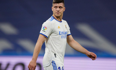 Luka Jovic of Real Madrid during the La Liga match between Real Madrid and Levante UD played at Santiago Bernabeu Stadium on May 12, 2022 in Madrid, Spain. (Photo by Ruben Albarran / PRESSINPHOTO)