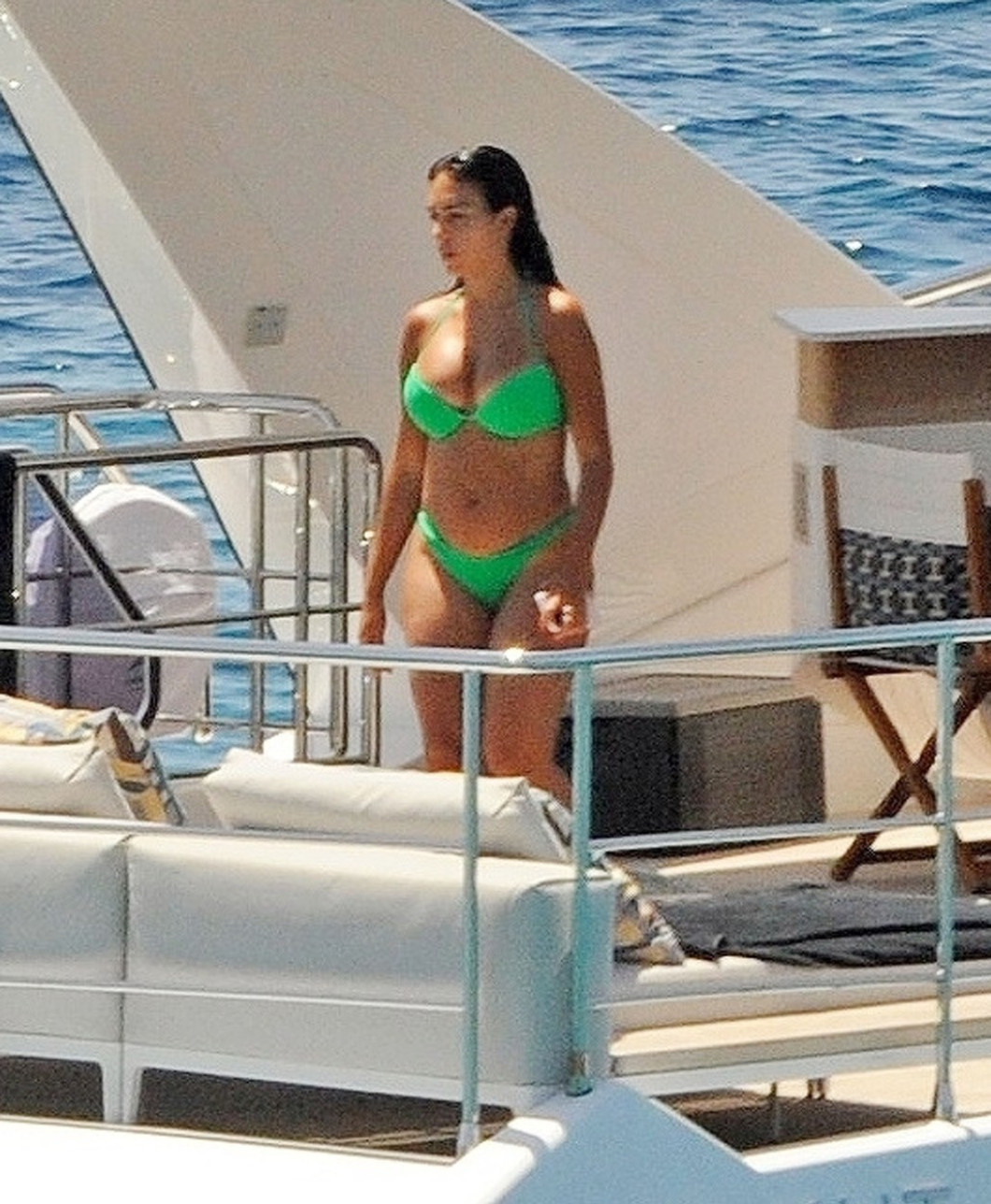 *PREMIUM-EXCLUSIVE* MUST CALL FOR PRICING BEFORE USAGE - STRICTLY NOT AVAILABLE FOR ONLINE USAGE UNTIL 15:50 PM UK TIME ON 02/07/2022 - Manchester United superstar footballer Cristiano Ronaldo flexes his toned muscular body while relaxing on his yacht
