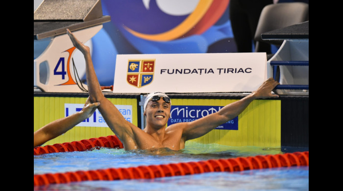 David Popovici, medaliat cu aur la Campionatul European de înot pentru juniori de la Otopeni / Foto: Facebook @FRNPM