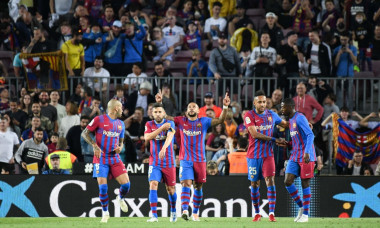 BARCELONA, SPAIN - MAY 10: Memphis Depay of FC Barcelona celebrates after scoring a goal during La Liga match between FC Barcelona and RC Celta de Vigo at Camp Nou on May 10, 2022 in Barcelona, SPAIN. (Photo by Sara Aribo/PxImages)