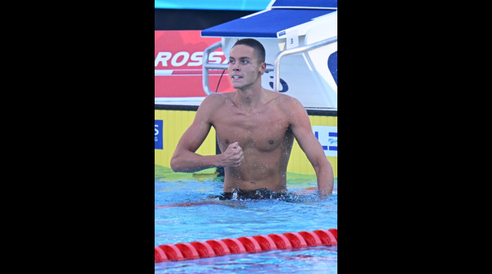 David Popovici a bătut recordul mondial și a câștigat medalia de aur în proba de 100 de metri liber de la Roma / Foto: Profimedia