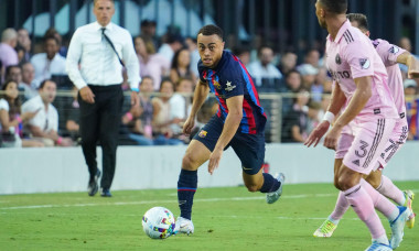 Fort Lauderdale, Florida, USA, July 19, 2022, FC Barcelona defender Sergino Dest #2 runs up field after receiving a pass in the first half at DRV PNK Stadium in a Friendly Match. (Photo Credit: Marty Jean-Louis) Credit: Marty Jean-Louis/Alamy Live News