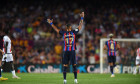 Barcelona,Spain.13 August,2022. FC Barcelona v Rayo VallecanoPierre-Emerick Aubameyang (17) of FC Barcelona reacts during the match between FC Barcelona and Rayo Vallecano corresponding to the first day of La Liga Santander at Spotify Camp Nou Stadium