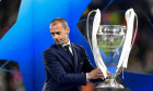 Paris, France. 28th May, 2022. UEFA president Aleksander Ceferin is ready to hand over the trophy in the UEFA Champions League final between Liverpool and Real Madrid at the Stade de France in Paris. (Photo Credit: Gonzales Photo/Alamy Live News