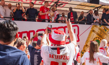 RB Leipzig celebrates winning the DFB Pokal